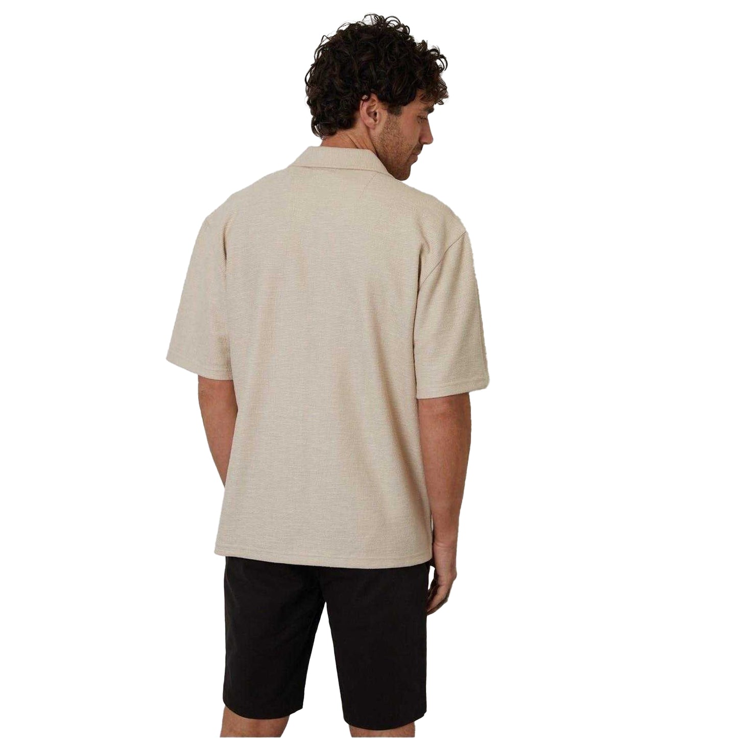 Stone - Back - Threadbare Mens Antti Relaxed Fit Short-Sleeved Shirt