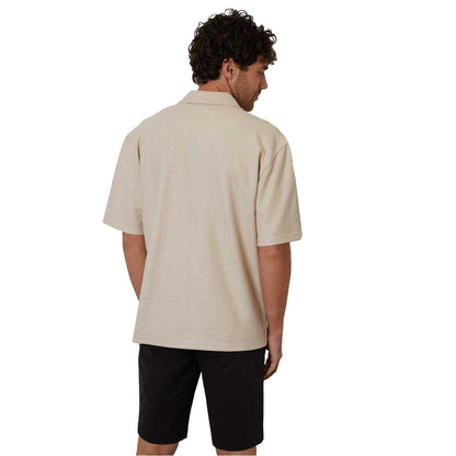 Stone - Back - Threadbare Mens Antti Relaxed Fit Short-Sleeved Shirt