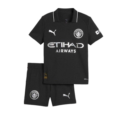 Black - Side - Manchester City FC Childrens-Kids 25-26 Puma Away Kit Set