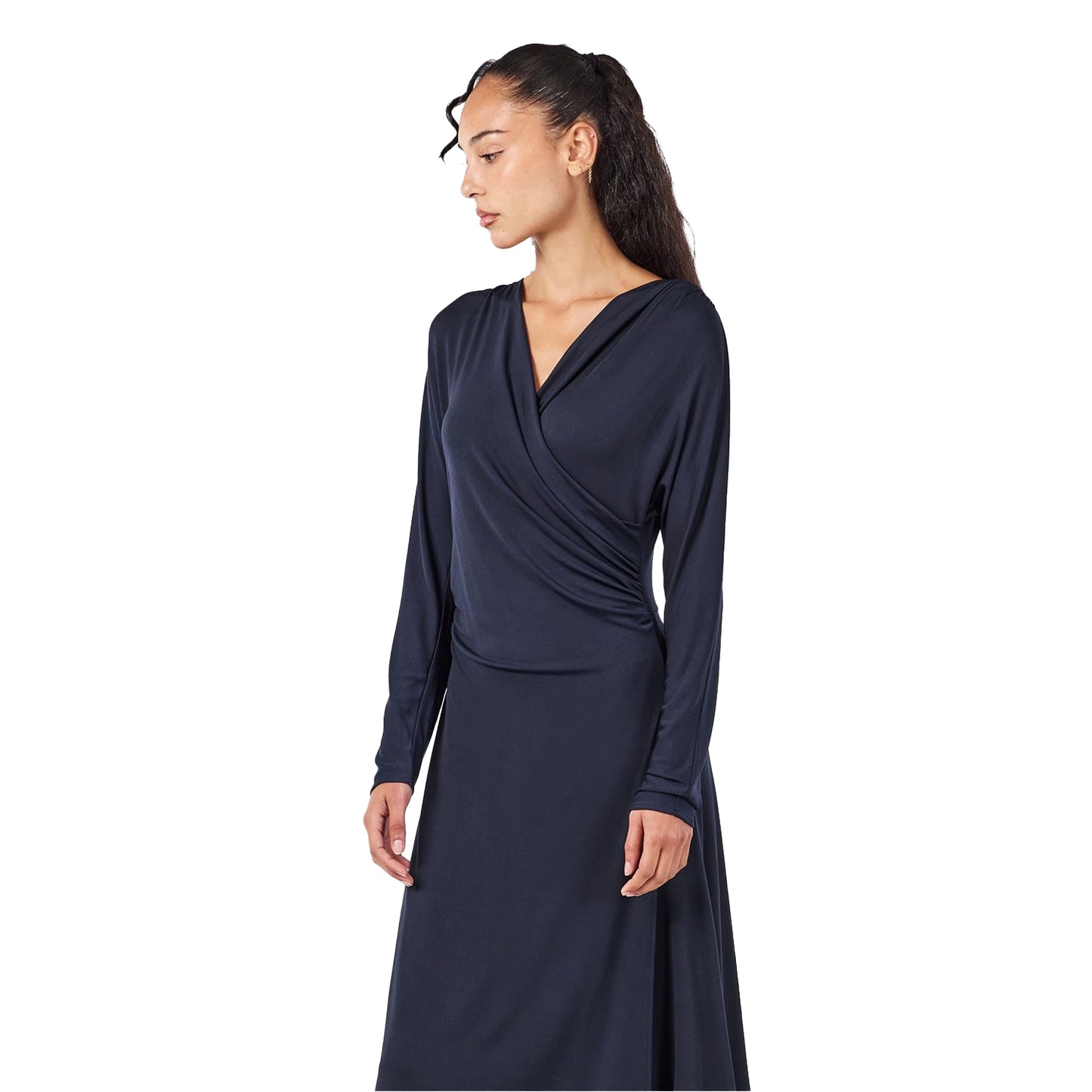 Dark Blue - Side - Boss Womens-Ladies Ettita V Neck Long-Sleeved Wrap Dress