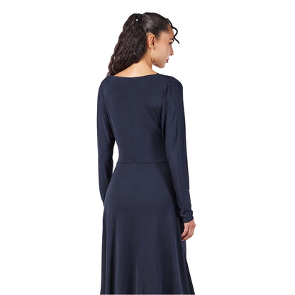 Dark Blue - Lifestyle - Boss Womens-Ladies Ettita V Neck Long-Sleeved Wrap Dress