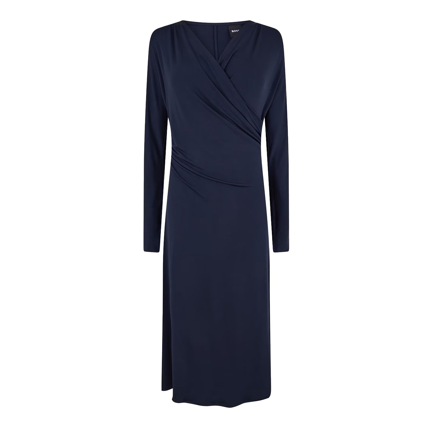 Dark Blue - Front - Boss Womens-Ladies Ettita V Neck Long-Sleeved Wrap Dress