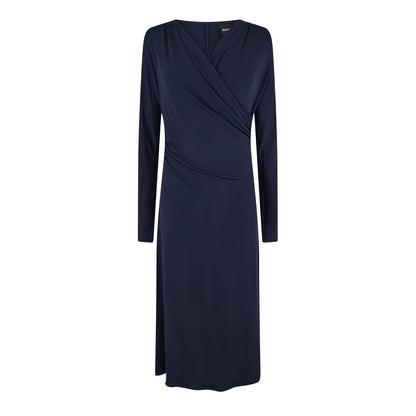 Dark Blue - Front - Boss Womens-Ladies Ettita V Neck Long-Sleeved Wrap Dress
