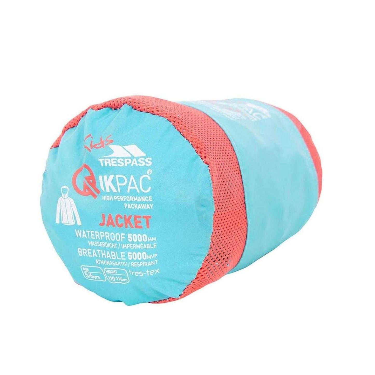 Aqua - Side - Trespass Childrens-Kids Qikpac Packaway Jacket