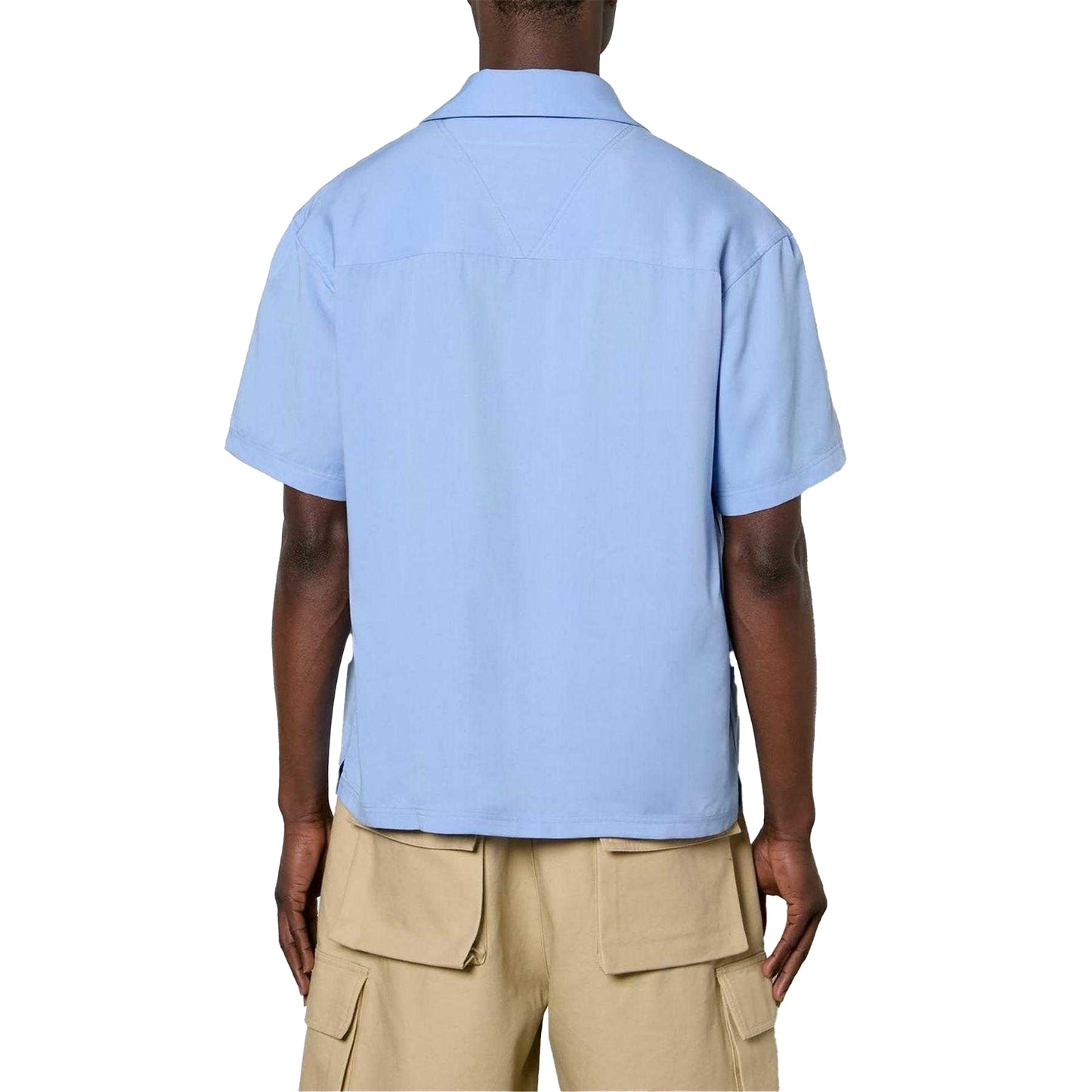 Blue - Back - Represent Mens Lyocell Pocket Short-Sleeved Bowling Shirt