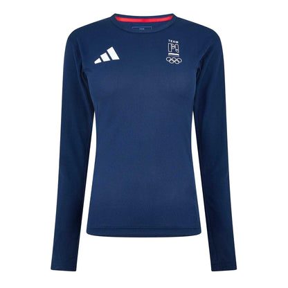 Collegiate Navy - Front - Adidas Womens-Ladies Team PL Olympic Top
