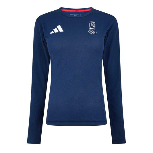 Collegiate Navy - Front - Adidas Womens-Ladies Team PL Olympic Top