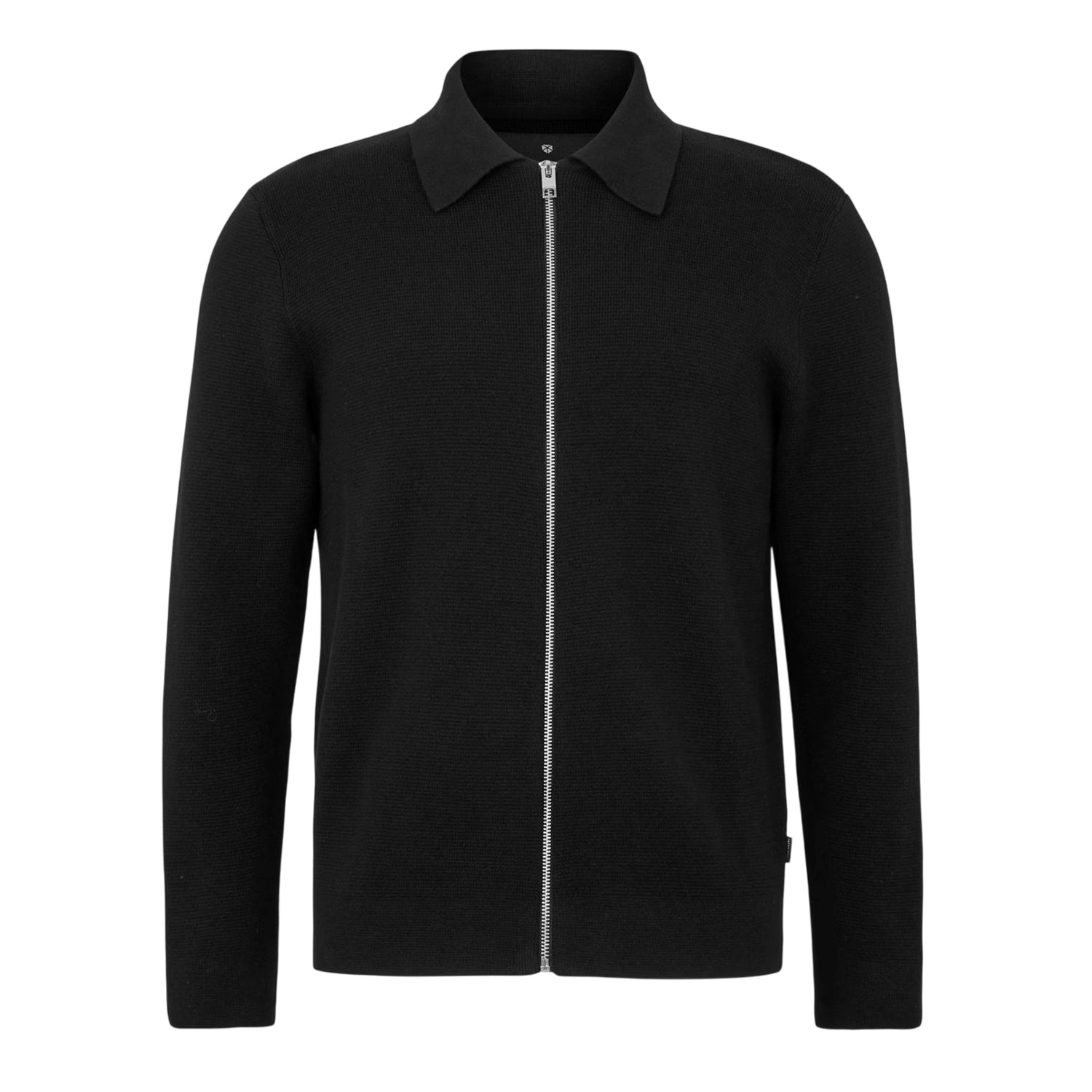 Black - Front - Jack And Jones Mens Knitted Collared Long-Sleeved Jacket