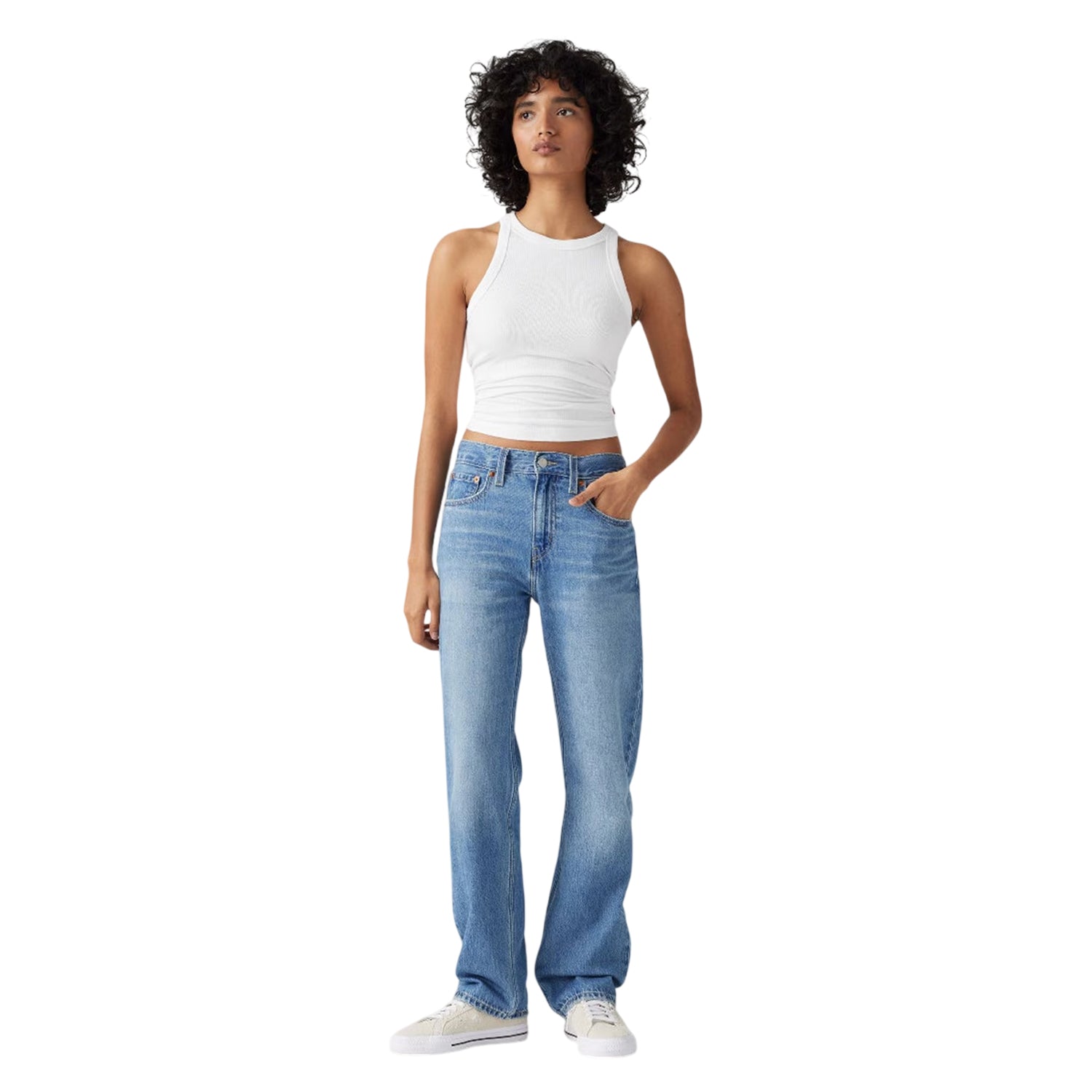 Blue - Side - Levis Womens-Ladies Pro Low Rise Straight Leg Jeans