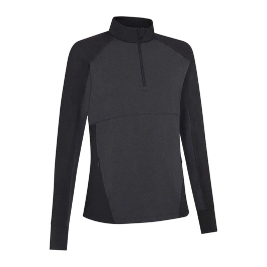 Ebony Black - Front - Callaway Womens-Ladies Heather Quarter Zip Midlayer