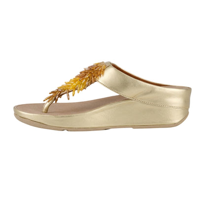 Beige - Side - FitFlop Womens-Ladies Platino Rumba Ombre Leather Toe Post Sandals