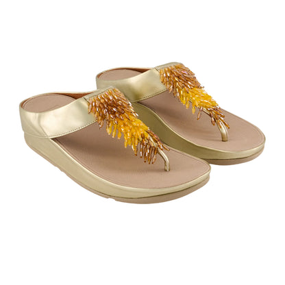 Beige - Lifestyle - FitFlop Womens-Ladies Platino Rumba Ombre Leather Toe Post Sandals
