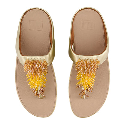 Beige - Close up - FitFlop Womens-Ladies Platino Rumba Ombre Leather Toe Post Sandals