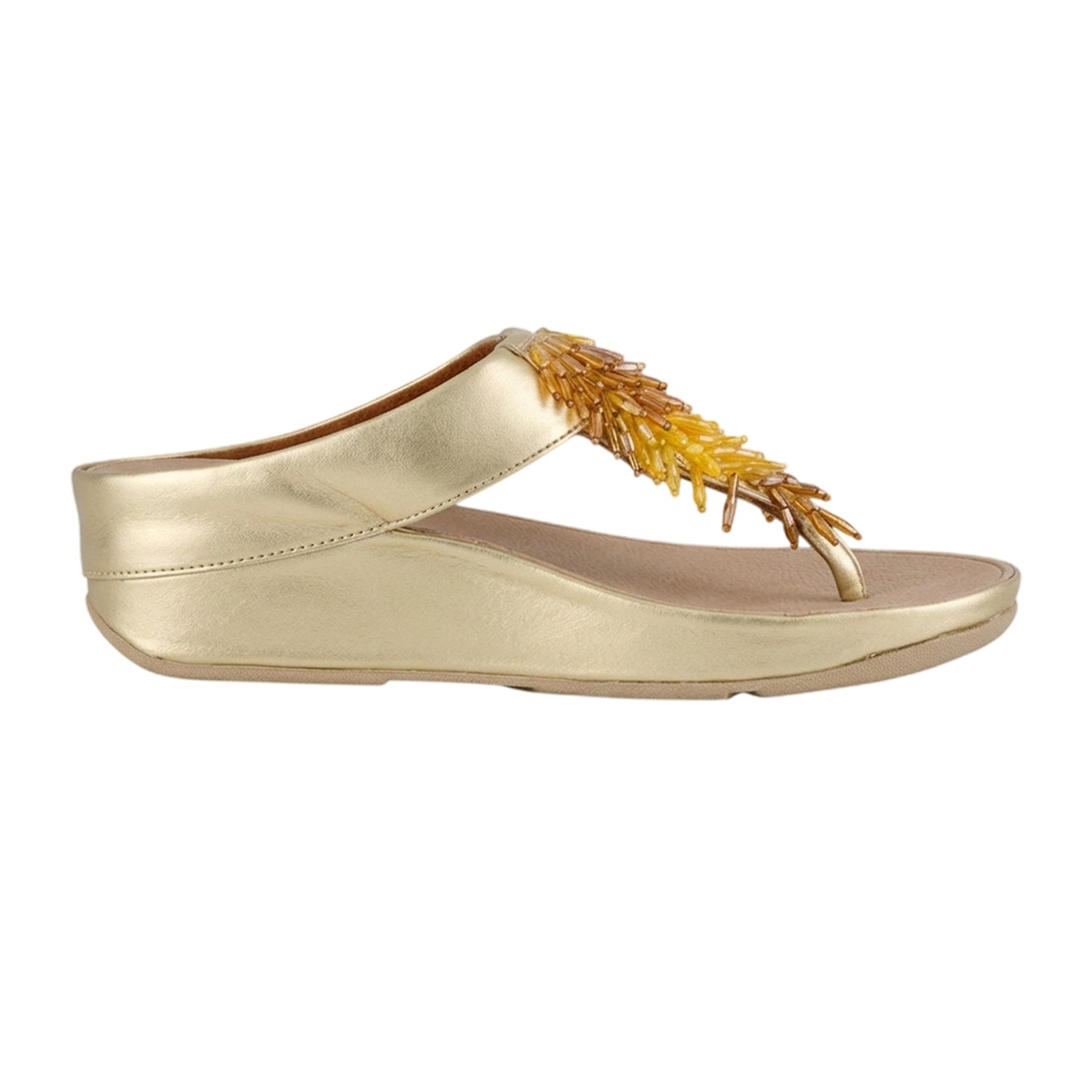 Beige - Front - FitFlop Womens-Ladies Platino Rumba Ombre Leather Toe Post Sandals
