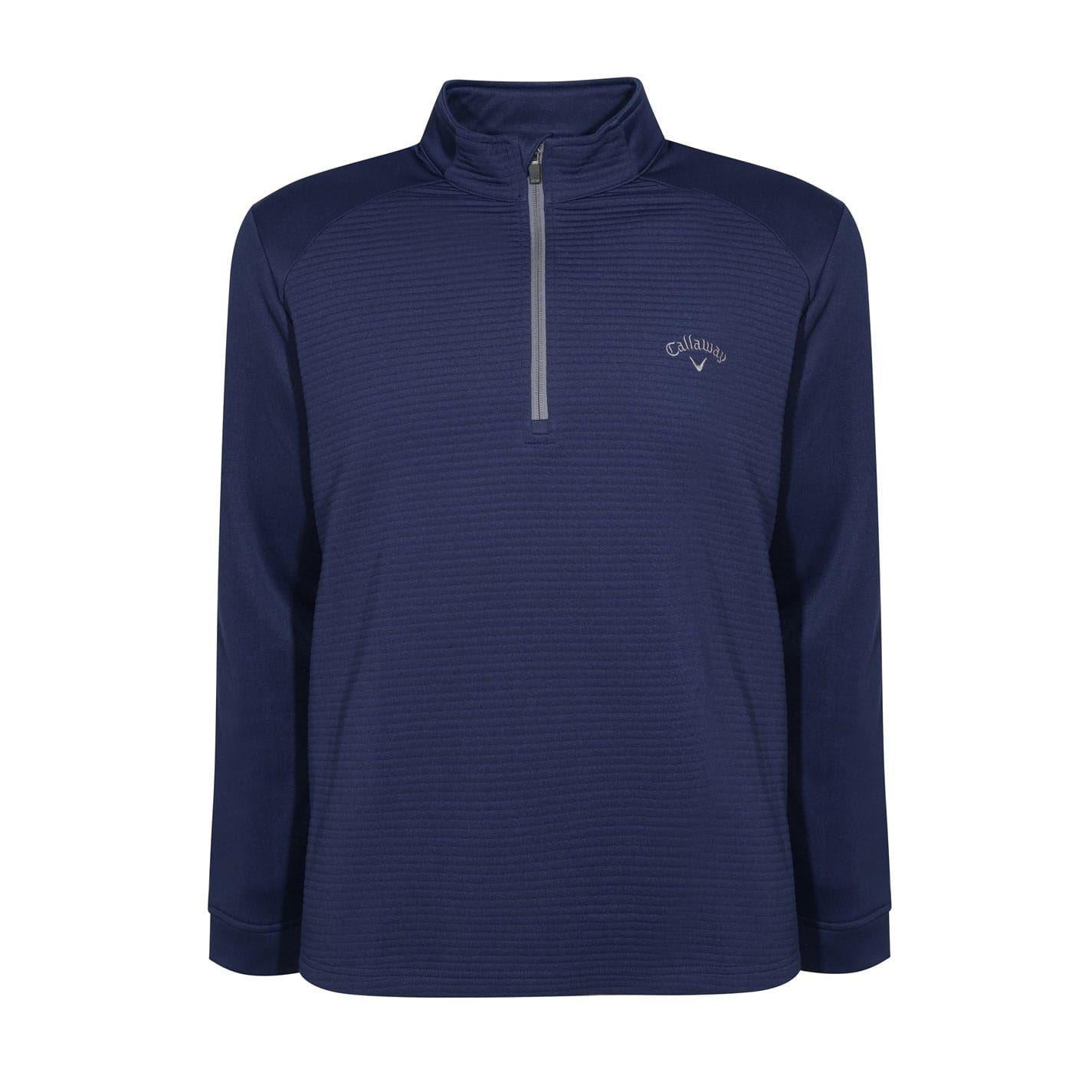 Peacoat - Front - Callaway Mens Herringbone Quarter Zip Golf Top