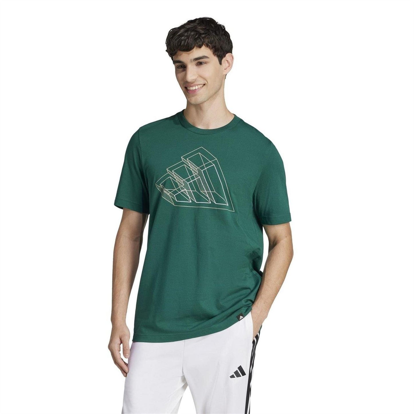 College Green - Side - Adidas Mens Graphic Print Logo T-Shirt