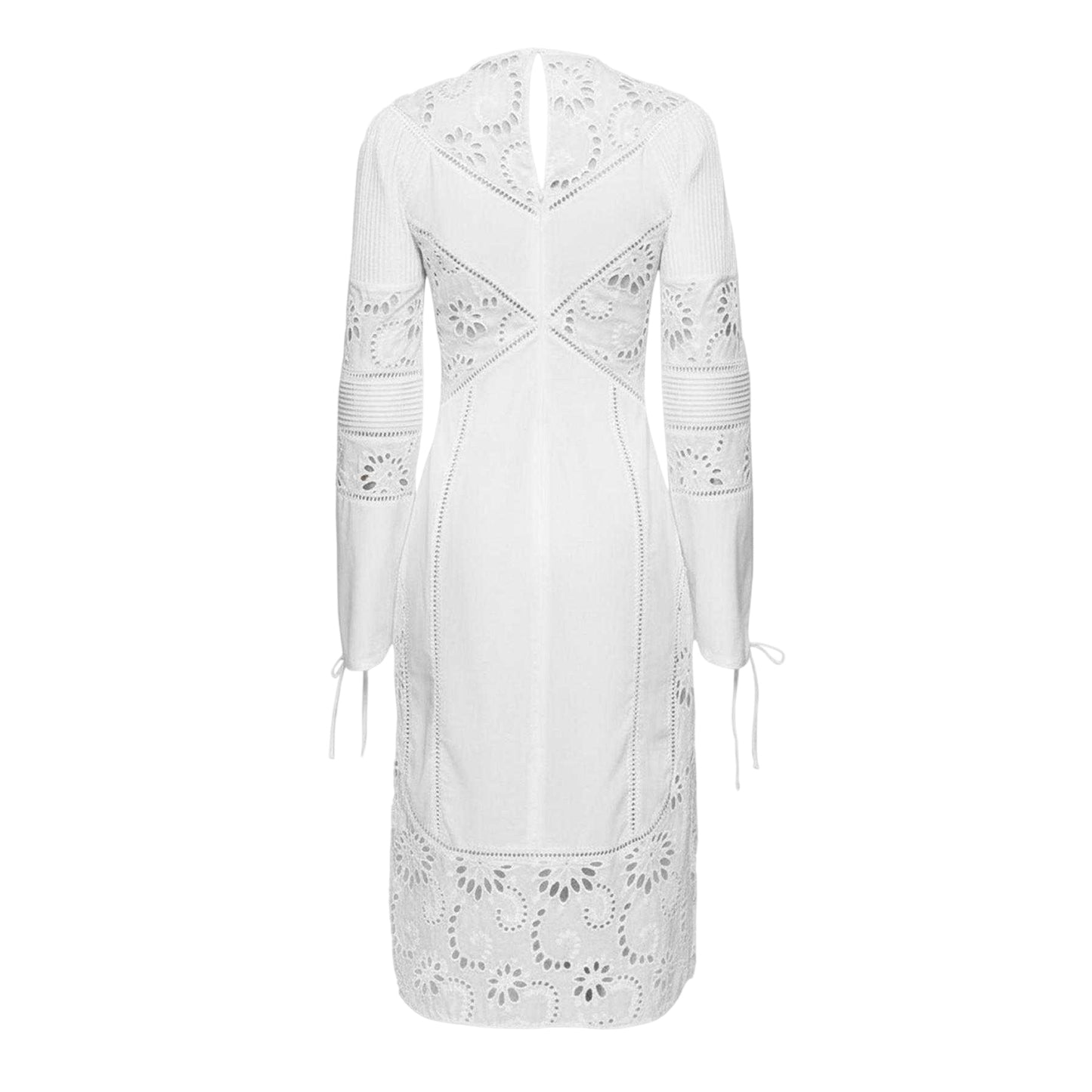 White - Back - Boss Womens-Ladies Broderie Cotton Midi Dress