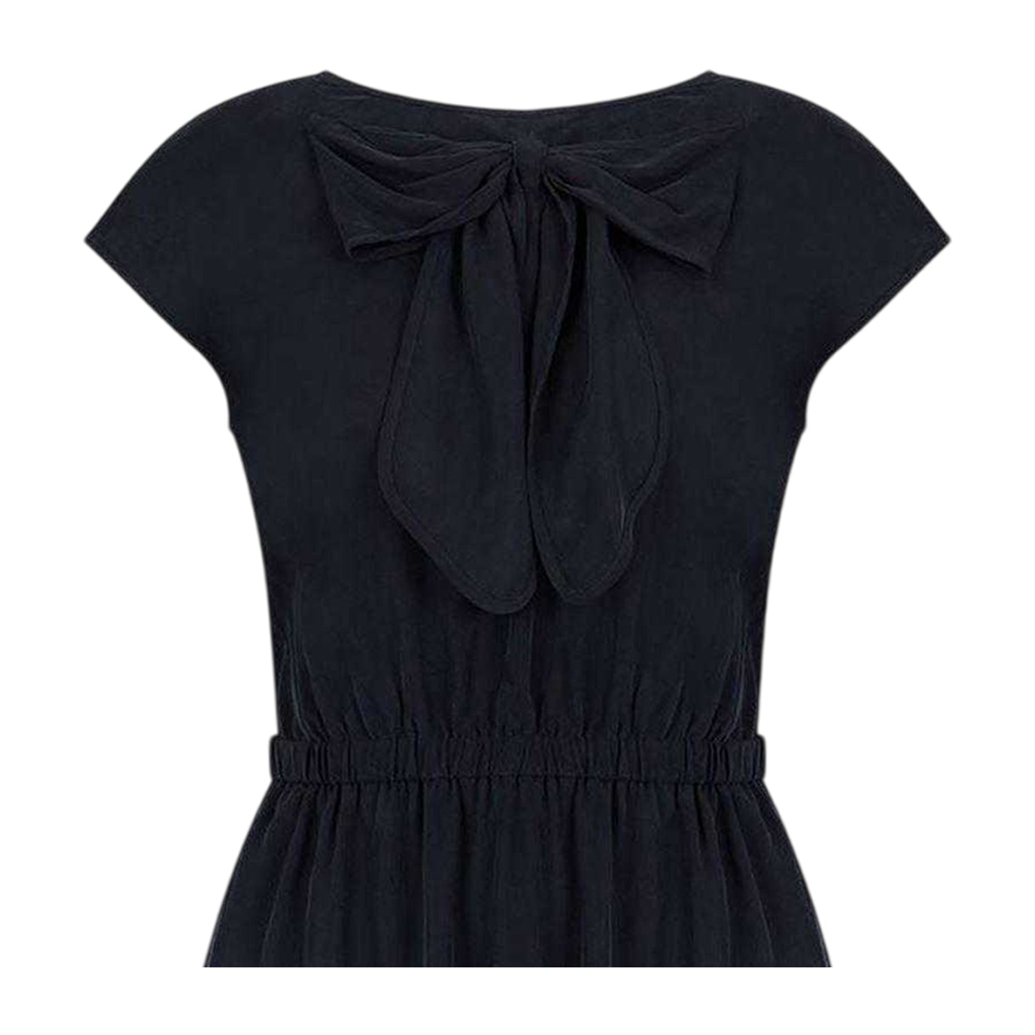 Black - Back - Emporio Armani EA7 Womens-Ladies Bow Capped Sleeved Midi Dress