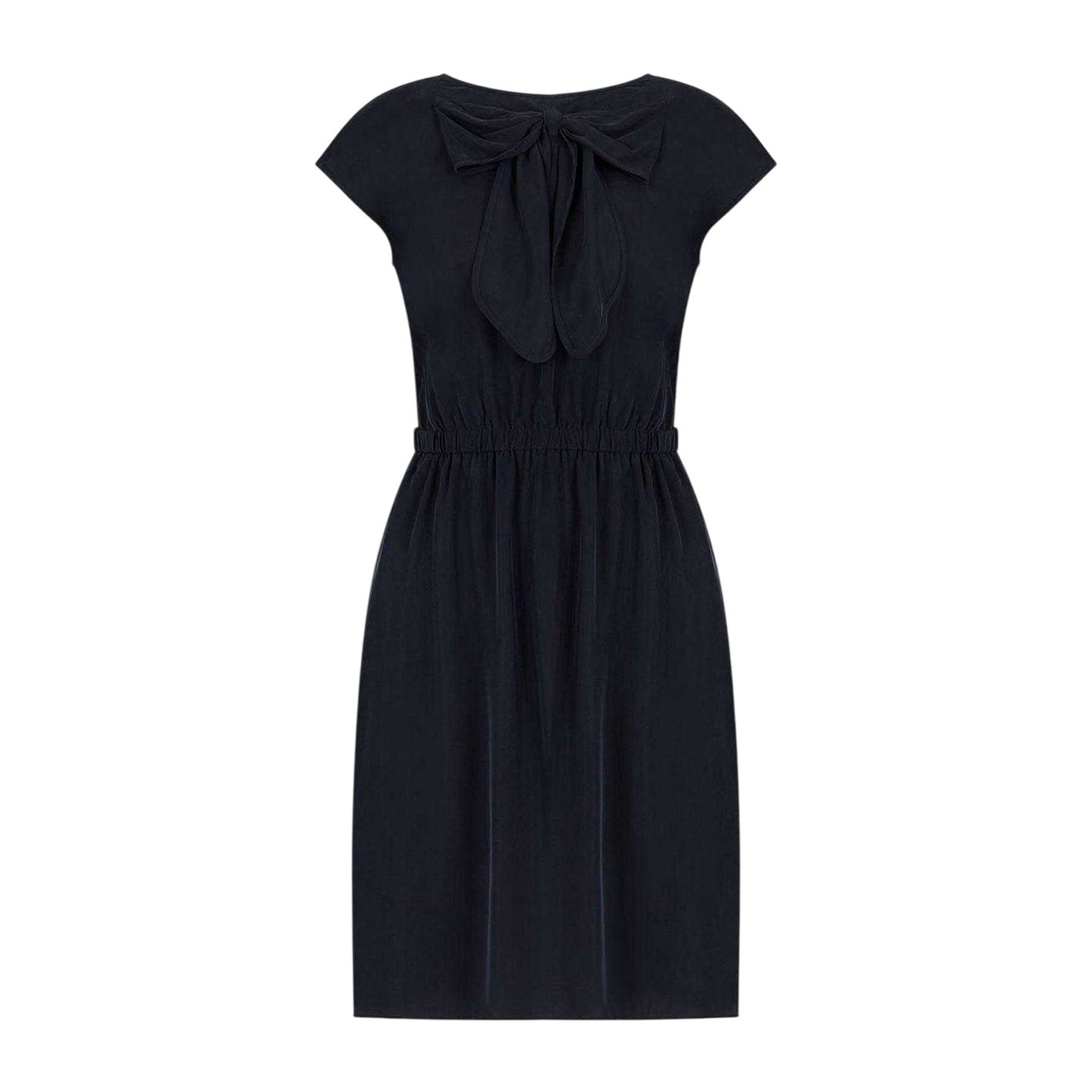 Black - Front - Emporio Armani EA7 Womens-Ladies Bow Capped Sleeved Midi Dress