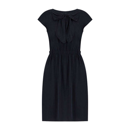 Black - Front - Emporio Armani EA7 Womens-Ladies Bow Capped Sleeved Midi Dress