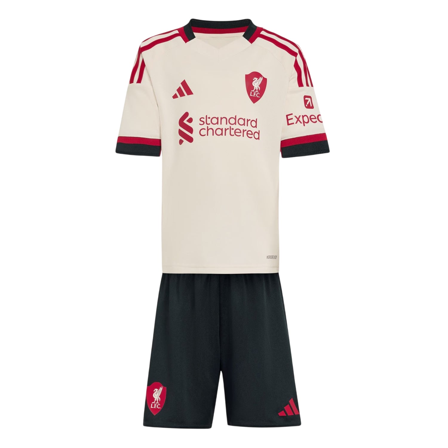 White - Front - Adidas Childrens-Kids 25-26 Liverpool FC Away Kit Set