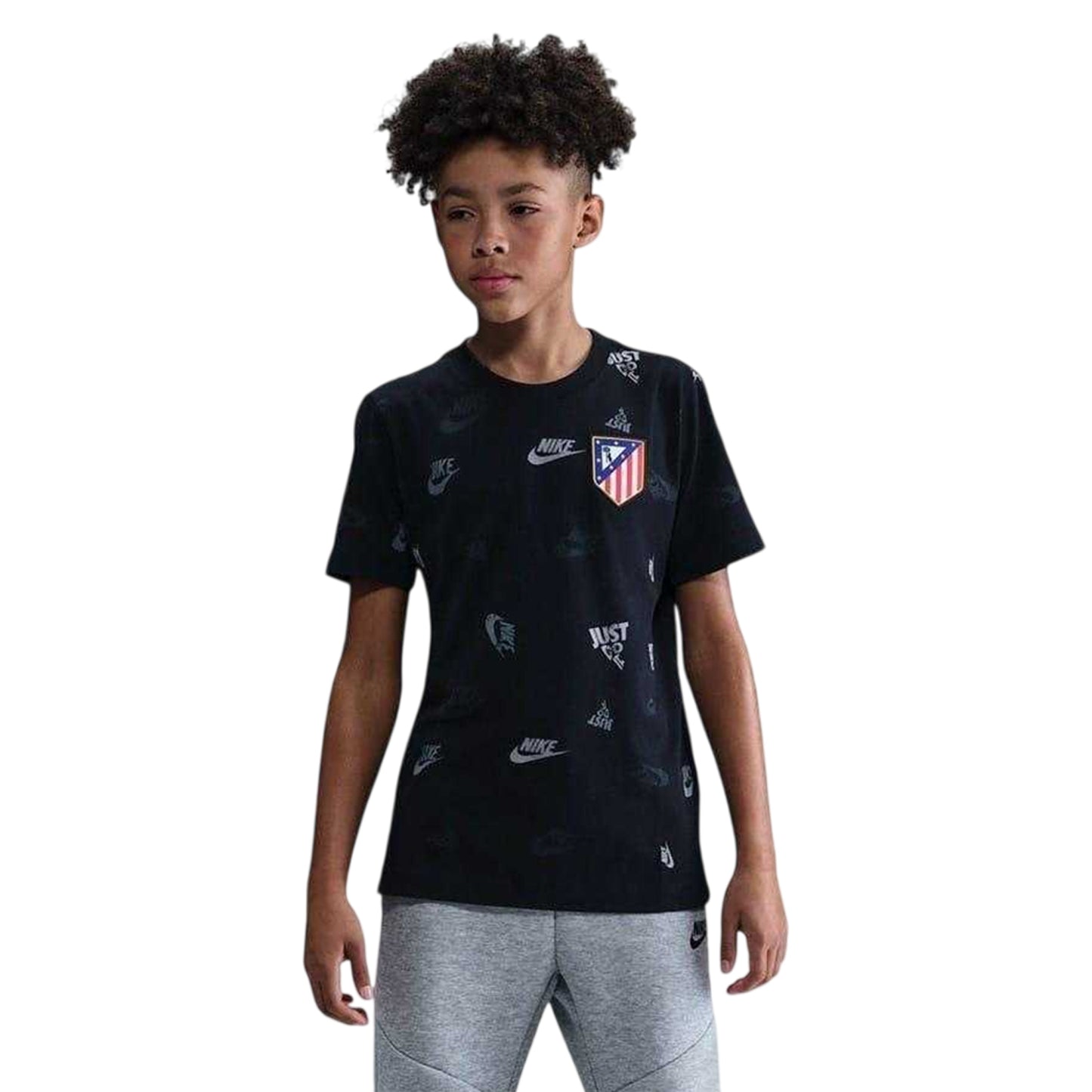 Black - Front - Nike Childrens-Kids Atletico Madrid Crest T-Shirt