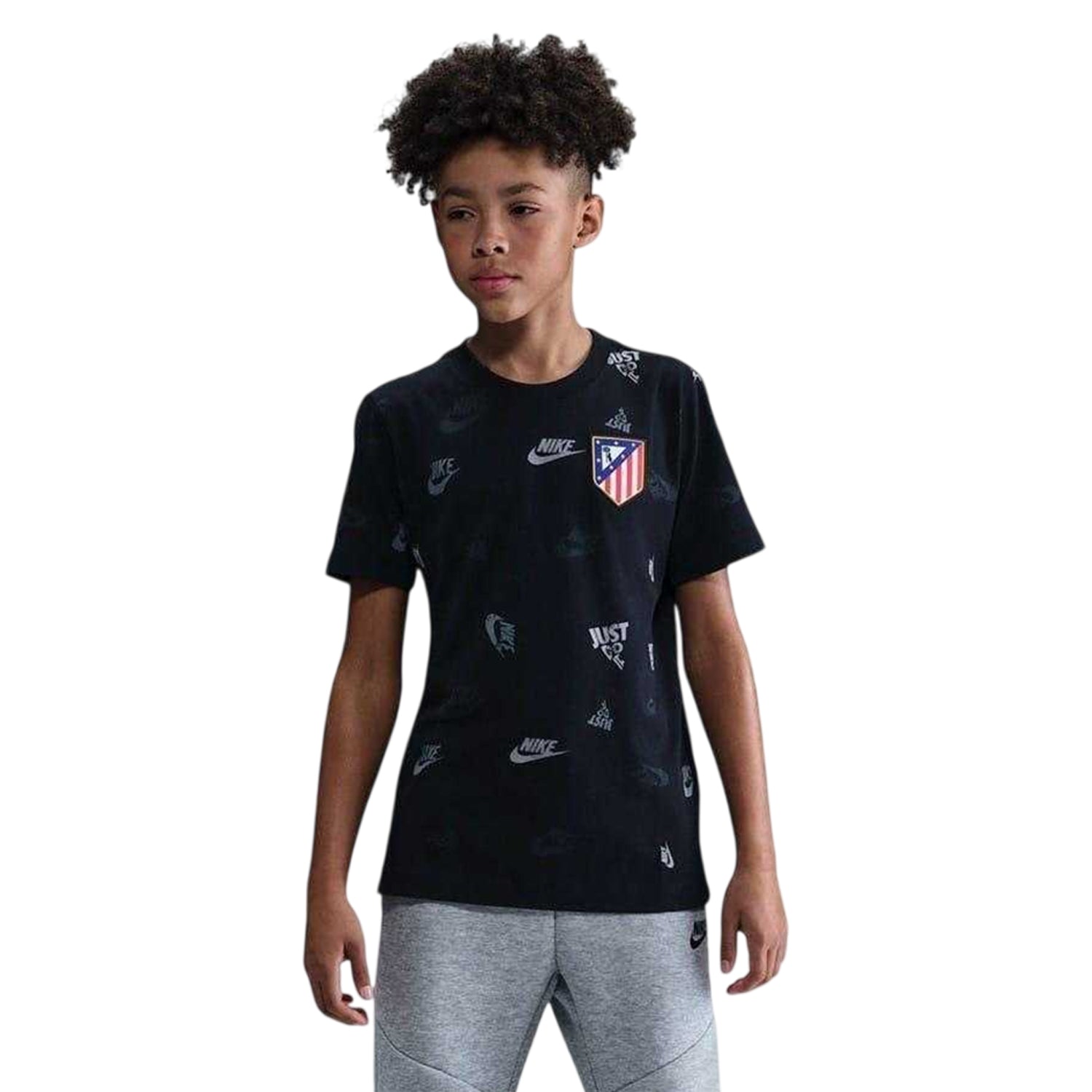 Black - Front - Nike Childrens-Kids Atletico Madrid Crest T-Shirt