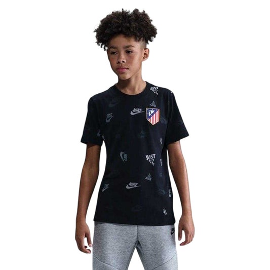 Black - Front - Nike Childrens-Kids Atletico Madrid Crest T-Shirt