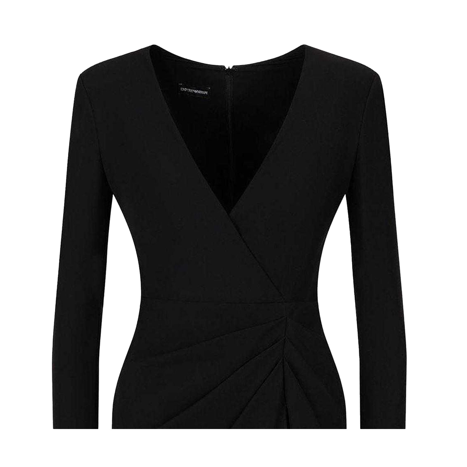 Black - Back - Emporio Armani EA7 Womens-Ladies Draped V Neck Mini Dress