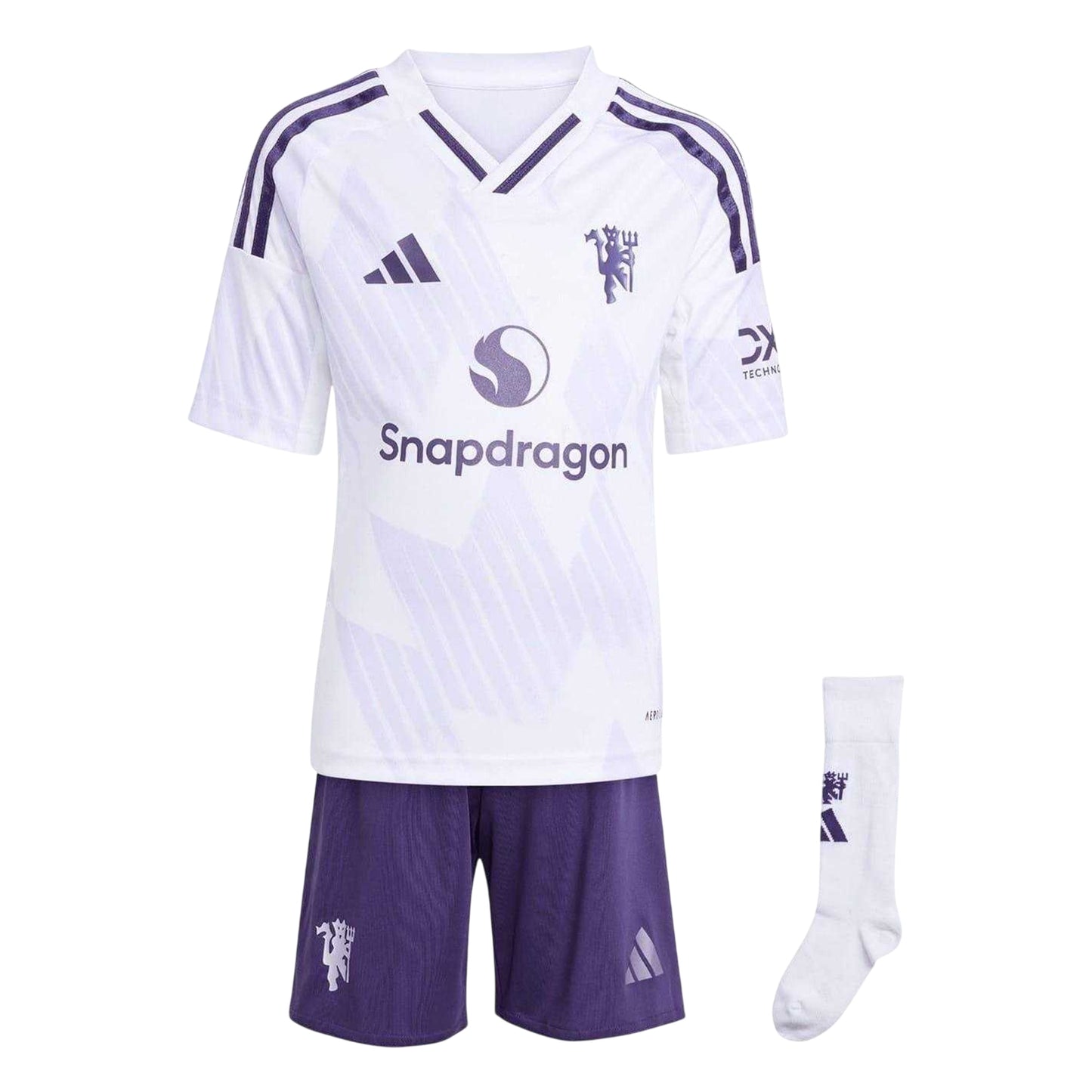 White - Front - Adidas Childrens-Kids 2025-2026 Manchester United FC Away Kit Set