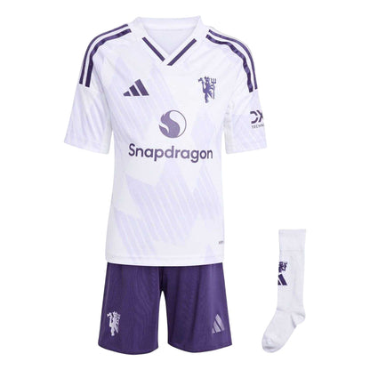 White - Front - Adidas Childrens-Kids 2025-2026 Manchester United FC Away Kit Set