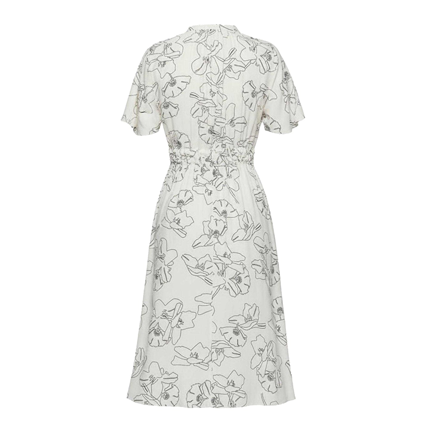 Cream-Black - Back - Boss Womens-Ladies Dalluah Floral V Neck Dress