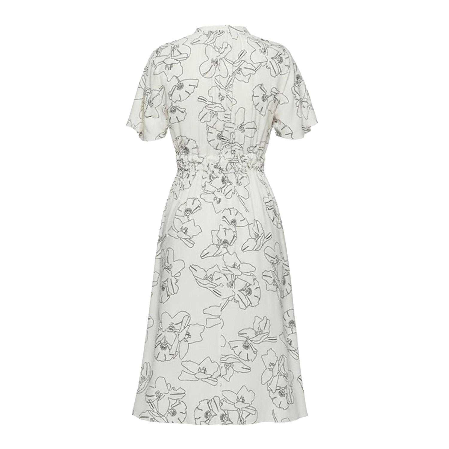 Cream-Black - Back - Boss Womens-Ladies Dalluah Floral V Neck Dress