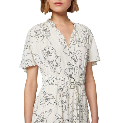 Cream-Black - Side - Boss Womens-Ladies Dalluah Floral V Neck Dress