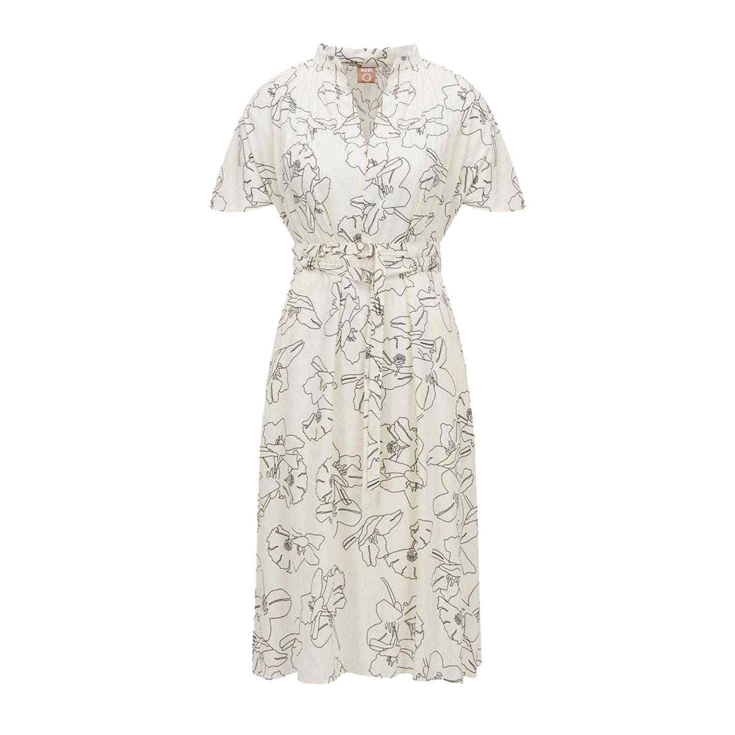 Cream-Black - Front - Boss Womens-Ladies Dalluah Floral V Neck Dress