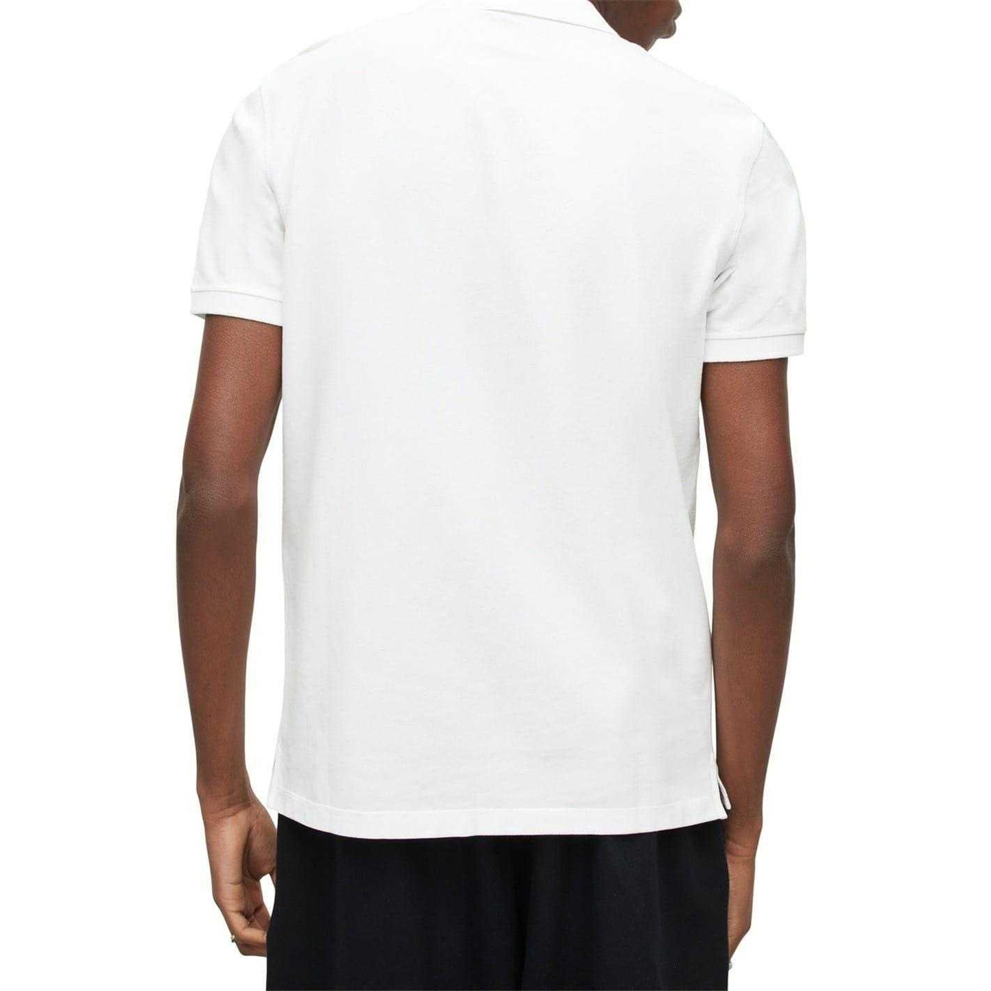 Optic White - Back - AllSaints Mens Pique Short-Sleeved Polo Shirt