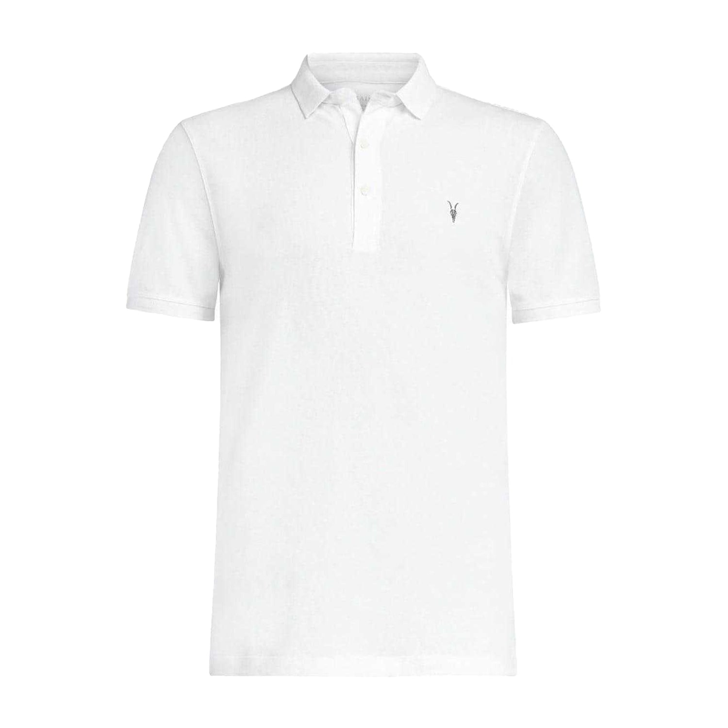 Optic White - Front - AllSaints Mens Pique Short-Sleeved Polo Shirt