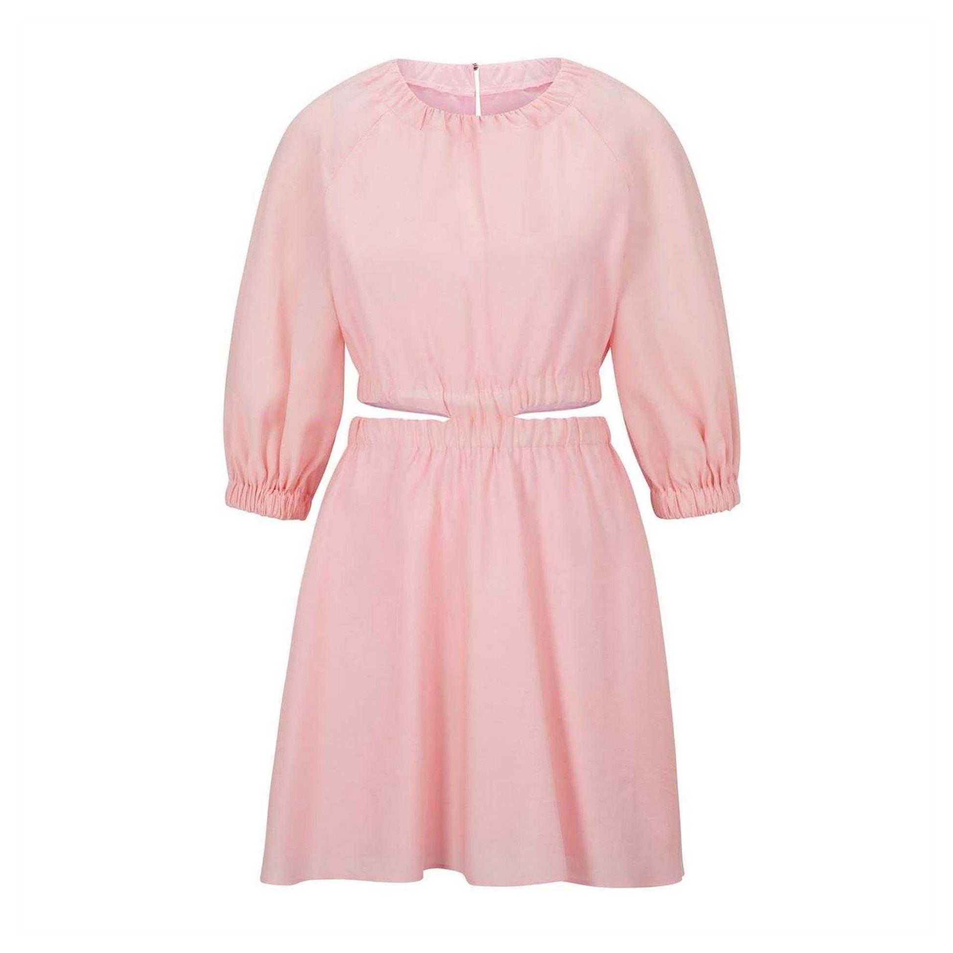 Pink - Front - Hugo Womens-Ladies Cut Out Volume Mini Dress