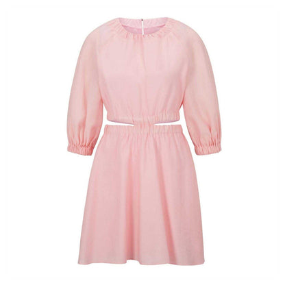 Pink - Front - Hugo Womens-Ladies Cut Out Volume Mini Dress