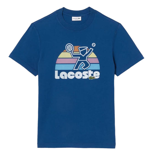 Blue - Front - Lacoste Mens Tennis Jersey Washed T-Shirt