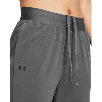 Grey - Side - Under Armour Womens-Ladies High Rise Joggers