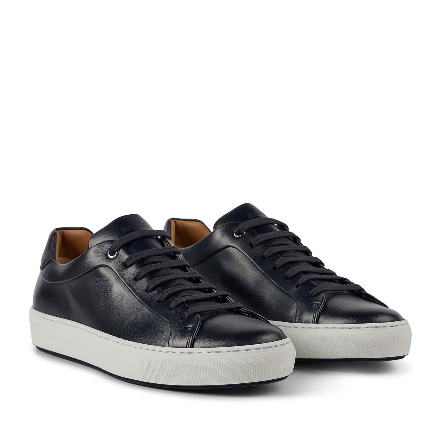 Dark Blue - Back - Boss Mens Mirage Leather Tennis Trainers