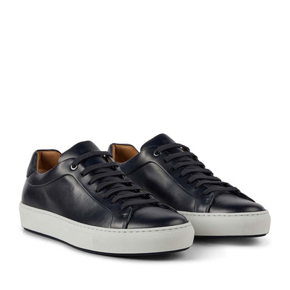 Dark Blue - Back - Boss Mens Mirage Leather Tennis Trainers