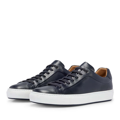 Dark Blue - Side - Boss Mens Mirage Leather Tennis Trainers