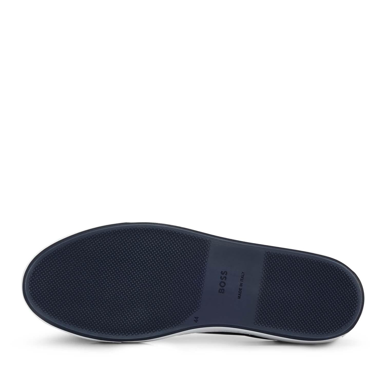 Dark Blue - Close up - Boss Mens Mirage Leather Tennis Trainers