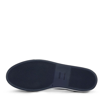 Dark Blue - Close up - Boss Mens Mirage Leather Tennis Trainers