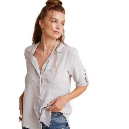 Foggy Dew - Front - Bella Dahl Womens-Ladies Back Slit Relaxed Fit 3-4 Sleeve Shirt