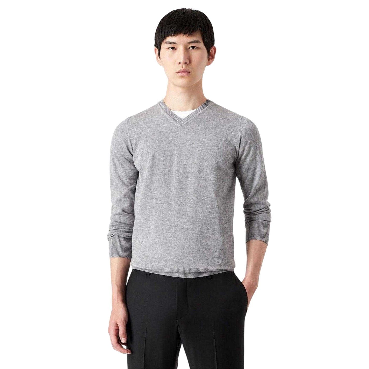 Grey - Lifestyle - Emporio Armani EA7 Mens V Neck Jumper