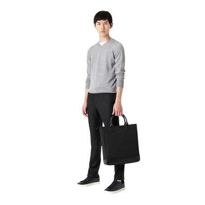 Grey - Pack Shot - Emporio Armani EA7 Mens V Neck Jumper