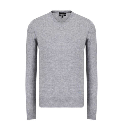 Grey - Front - Emporio Armani EA7 Mens V Neck Jumper
